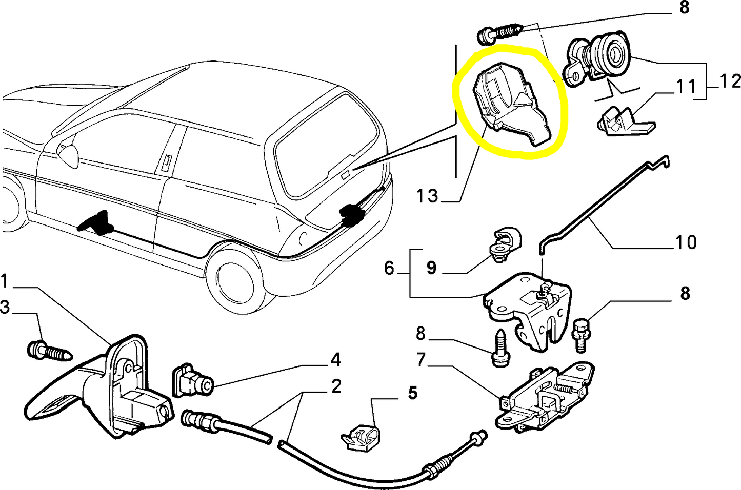 Lancia Y Back Window Wiper Motor Protection New Original 46449862