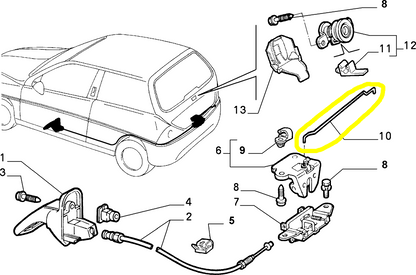 Lancia Y Asta Serratura Cofano Bagagliaio Nuova Originale 7793074