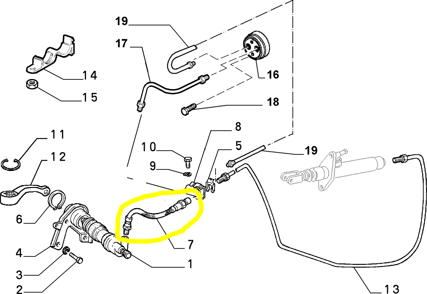 Lancia K JTD Clutch Release 180mm Hose New Original 60654289