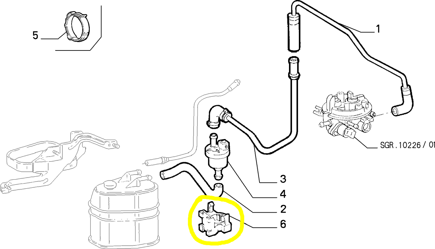 Lancia K and Y Fuel Trap Electrovalve Clip New Original 7771491 60812101