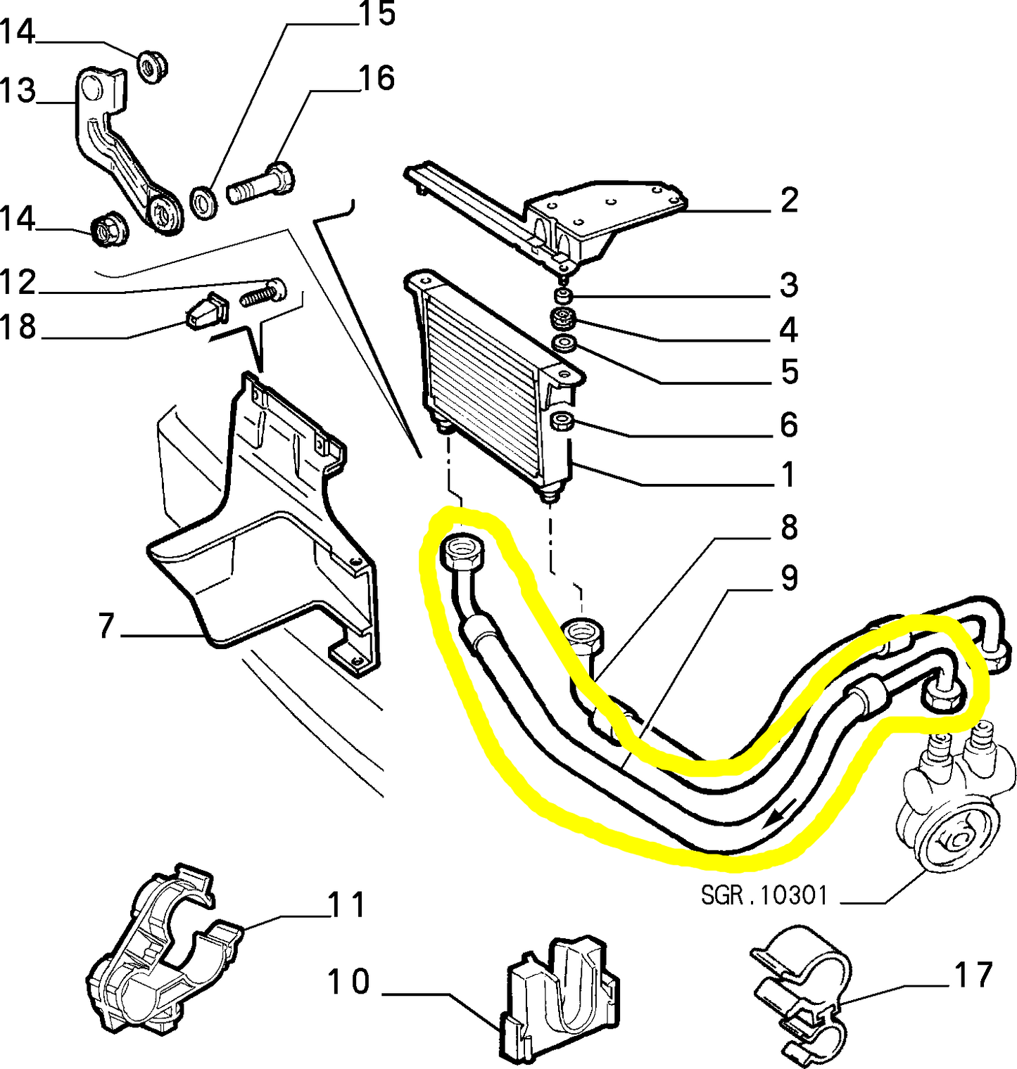 Alfa Romeo 145 and 146 Oil Cooler Hose New Original 60655463