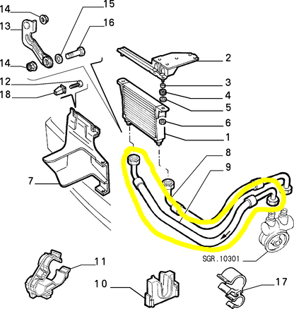 Alfa Romeo 145 e 146 Tubo Flessibile Radiatore Olio Nuovo Originale 60655463