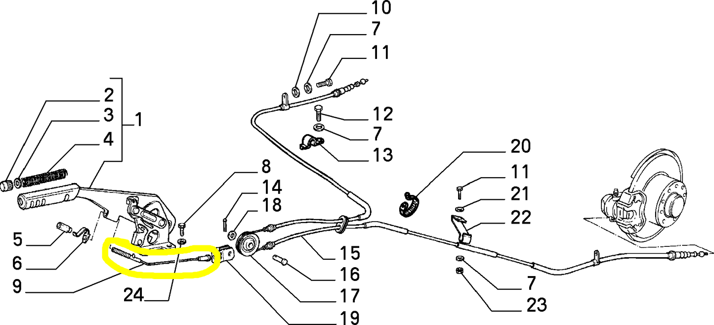 Lancia Thema Alfa Romeo 164 Fune Cavo Completo Freno a Mano Nuovo Originale 60807617