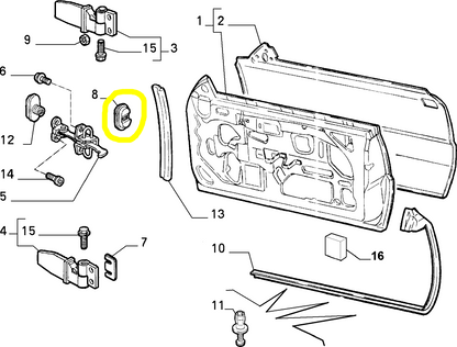 Lancia K Fiat Multipla Door Check Seal Gasket New Original 46435461