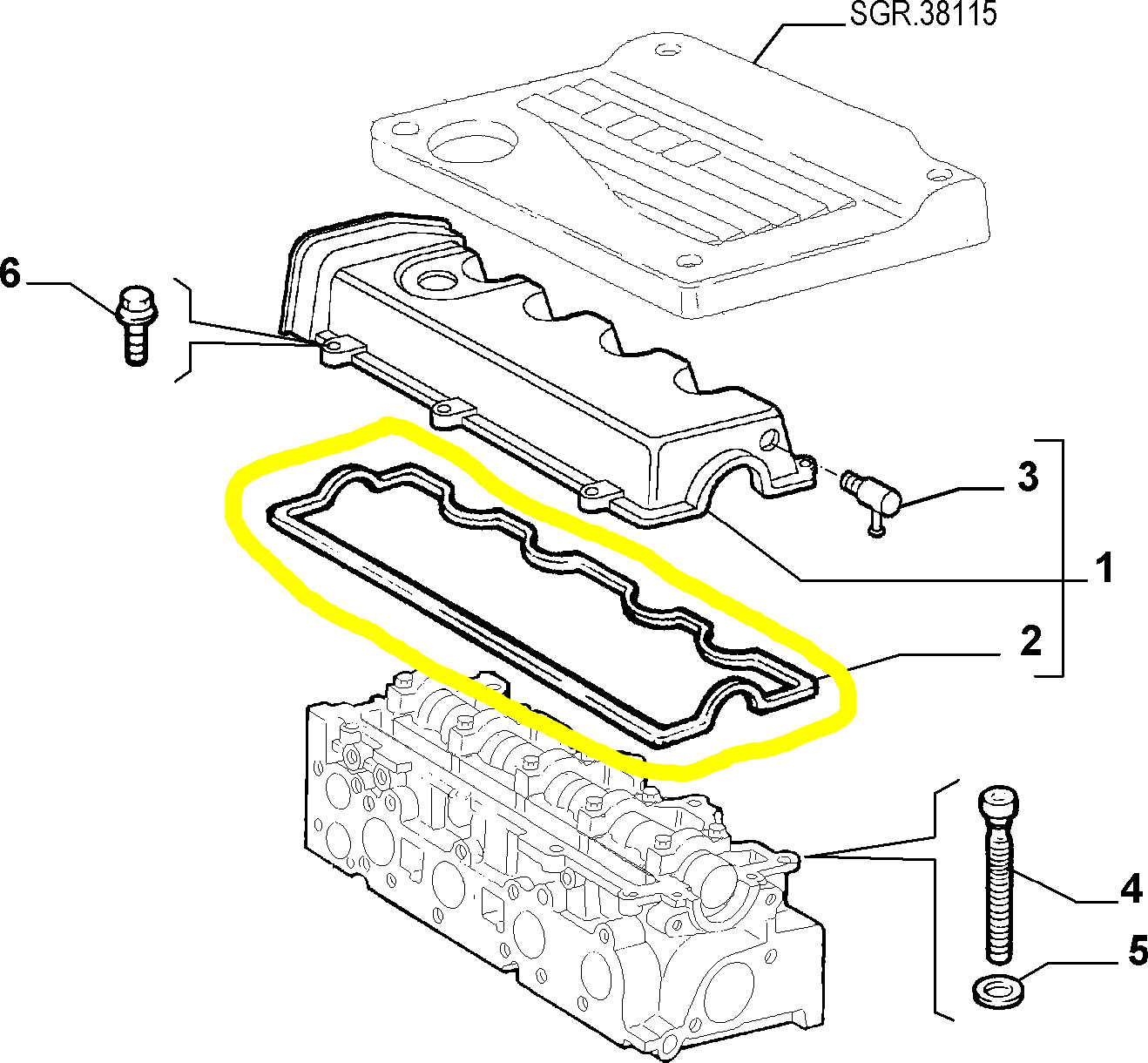 Lancia Lybra JTD Camshaft Cover Seal Gasket New Original 46432087 60814602