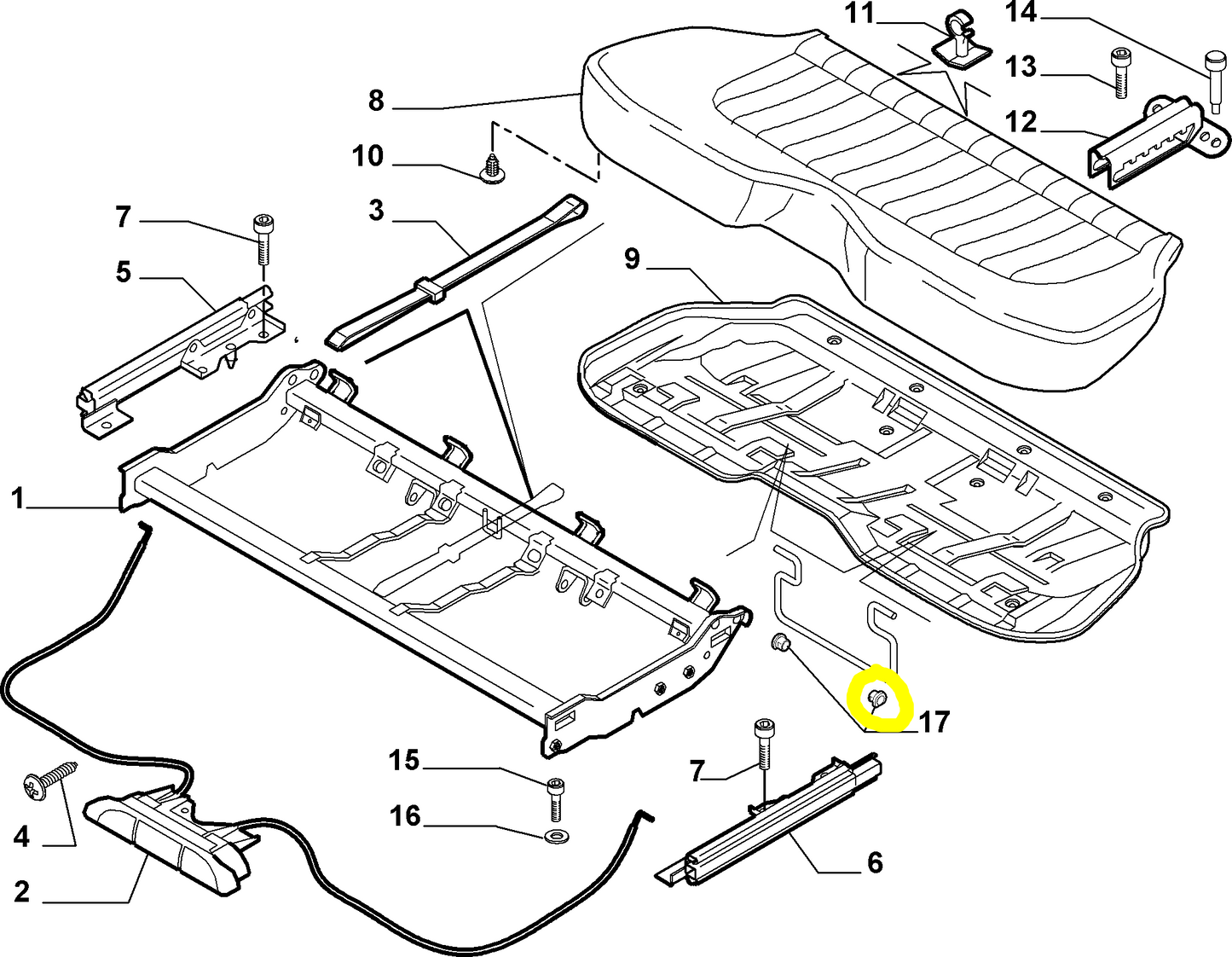 Lancia Ypsilon Rear Seat Fixing Pin Bush New Original 184157080