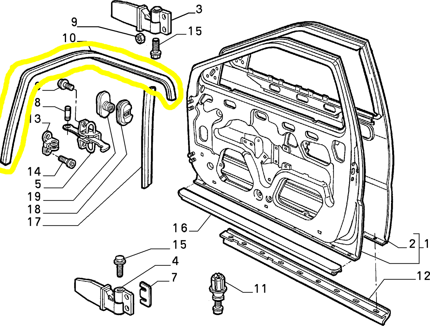 Lancia K Guarnizione Finestrino Anteriore Destro Nuova Originale 7795101