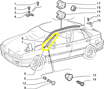 Lancia Delta Modanatura Destra Parabrezza Nuova Originale 46463204 718172099