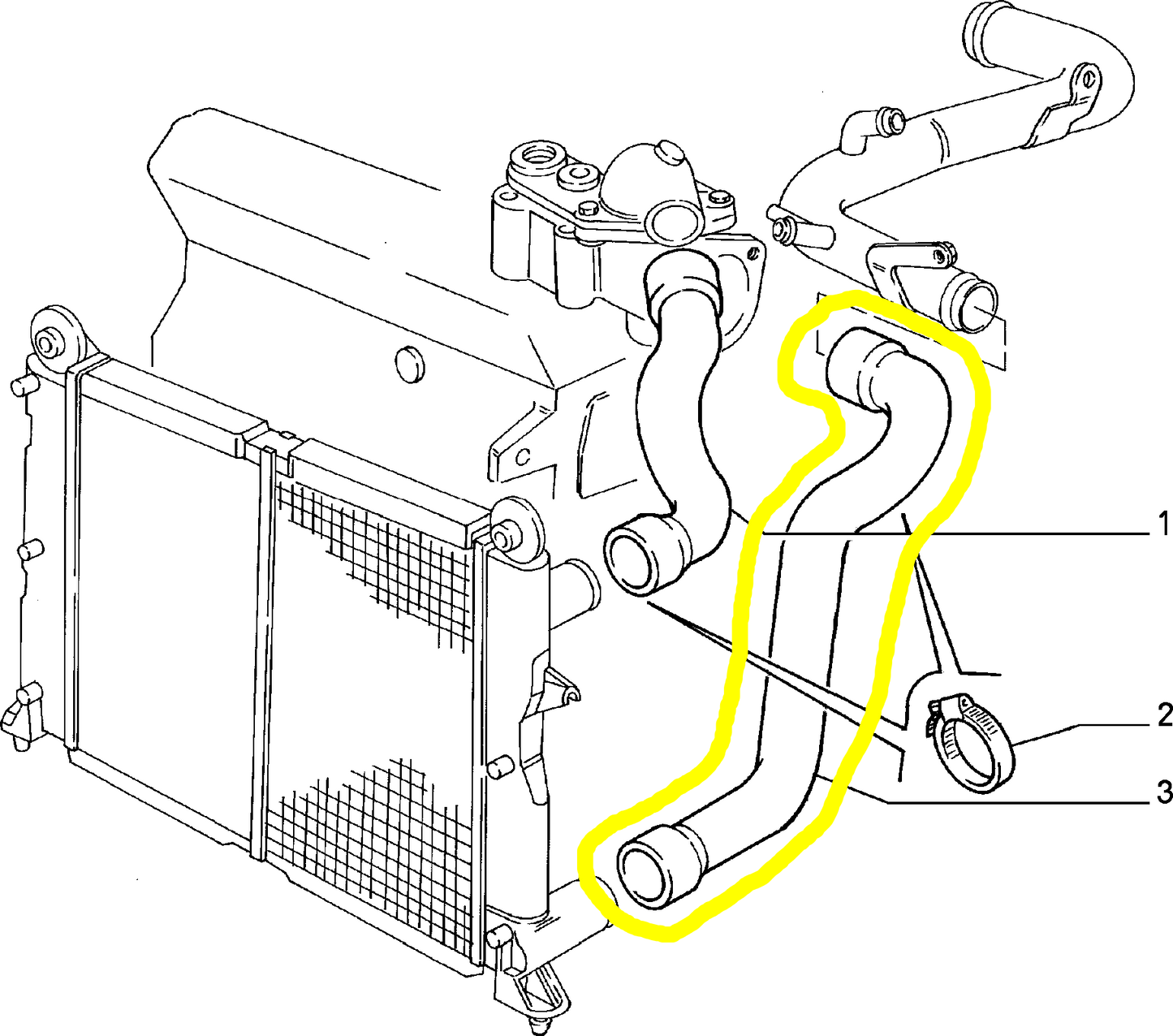 Lancia Dedra 1800 and 2000 Radiator Lower Sleeve New Original 7660931 7698450