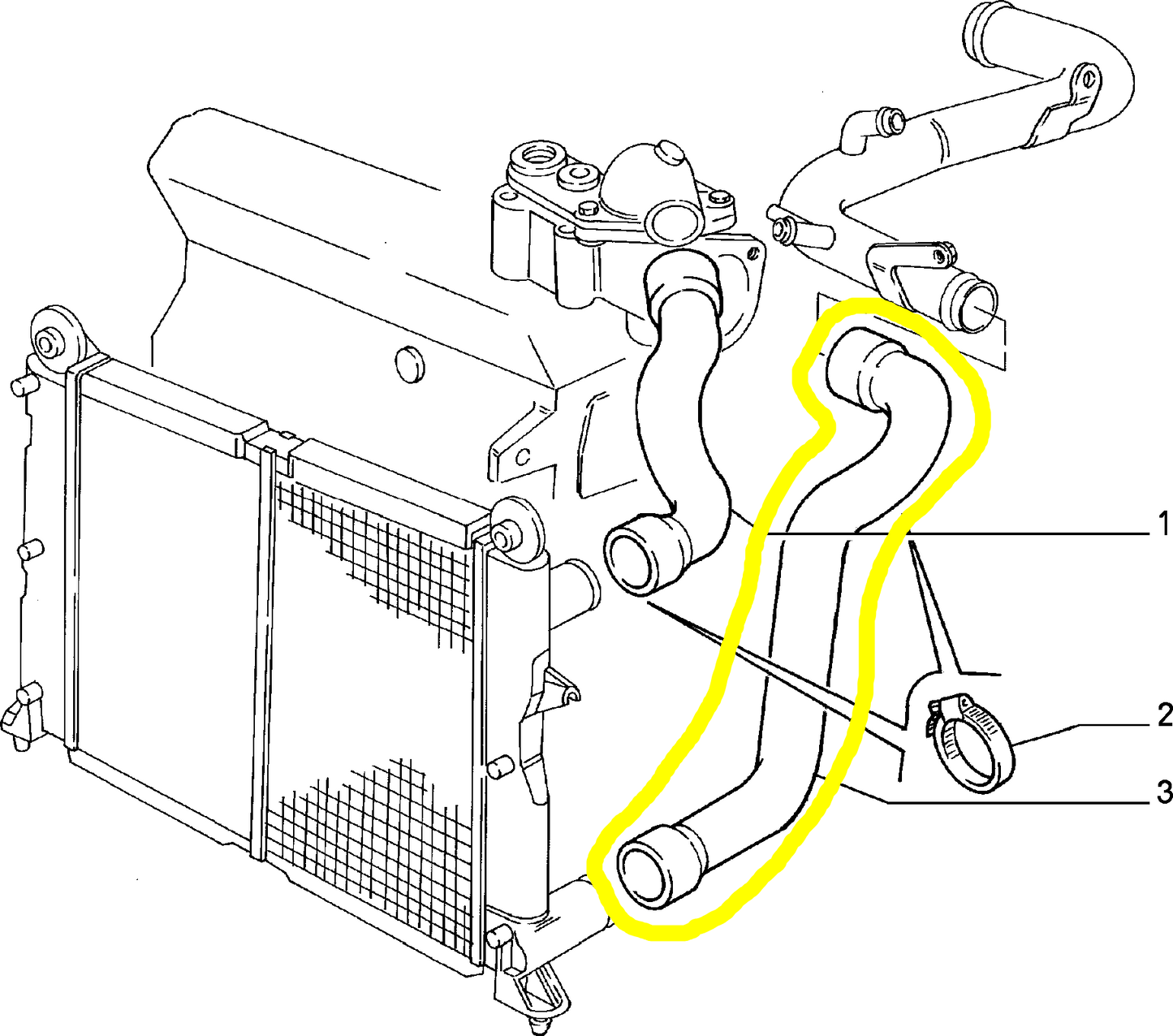 Lancia Dedra 1800 and 2000 Radiator Lower Sleeve New Original 7680957 7593704