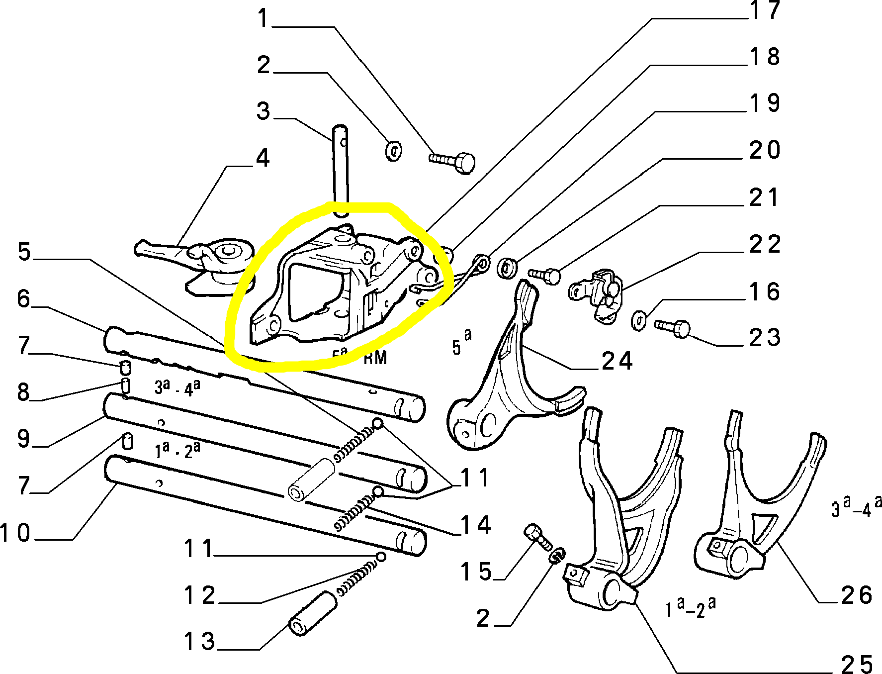 Lancia Delta R86 Supporto Leva Interna Cambio Nuovo Originale 4408895 4451146 - Raggi's Collectibles' Automotive Art