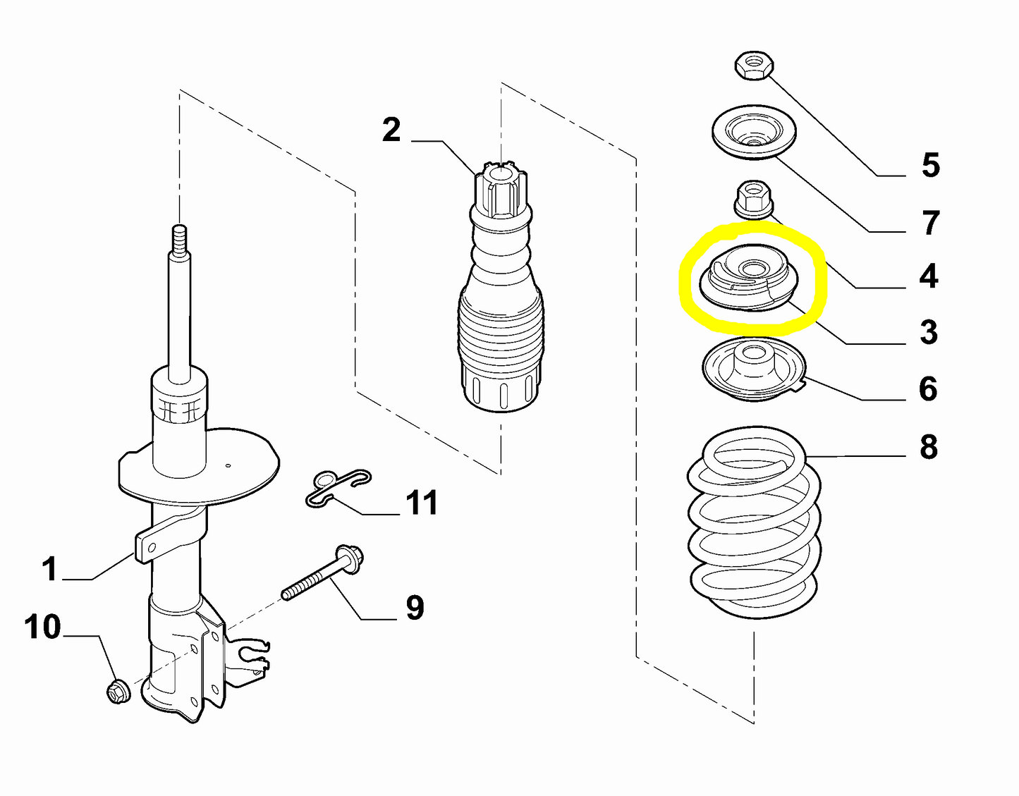 Lancia Ypsilon Fiat Panda and Punto Front Suspension Pad New Original 51856856 50703155