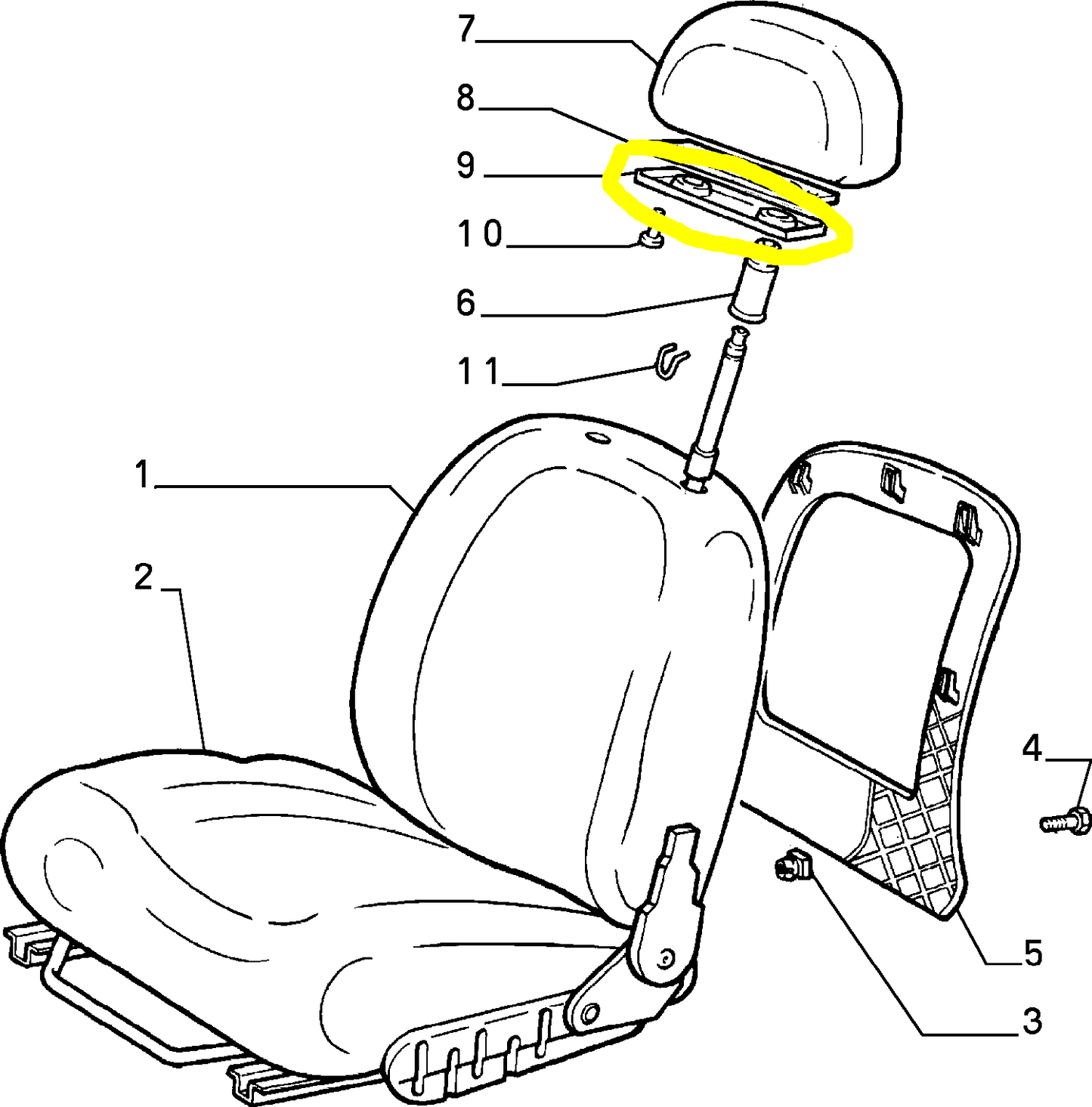 Lancia Delta Integrale Evoluzione and R86 Front Seat Headrest Ornament Cover 176433380