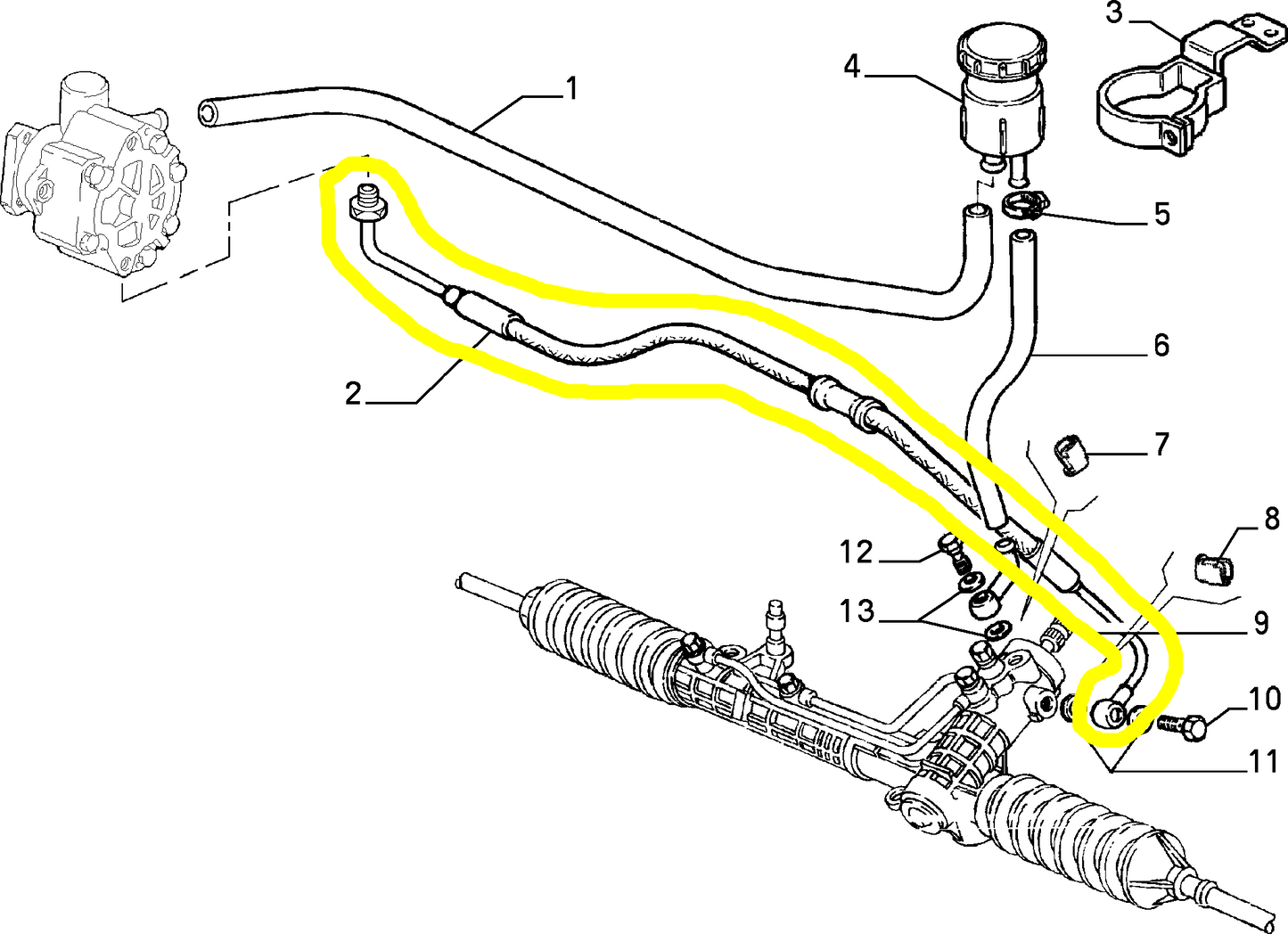 Lancia Dedra 1600 Fiat Tempra e Tipo Power Steering Pipe New Original 7728406