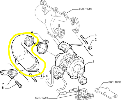 Lancia Lybra 1900 JTD Raccordo Completo Turbina Nuovo Originale 46793523