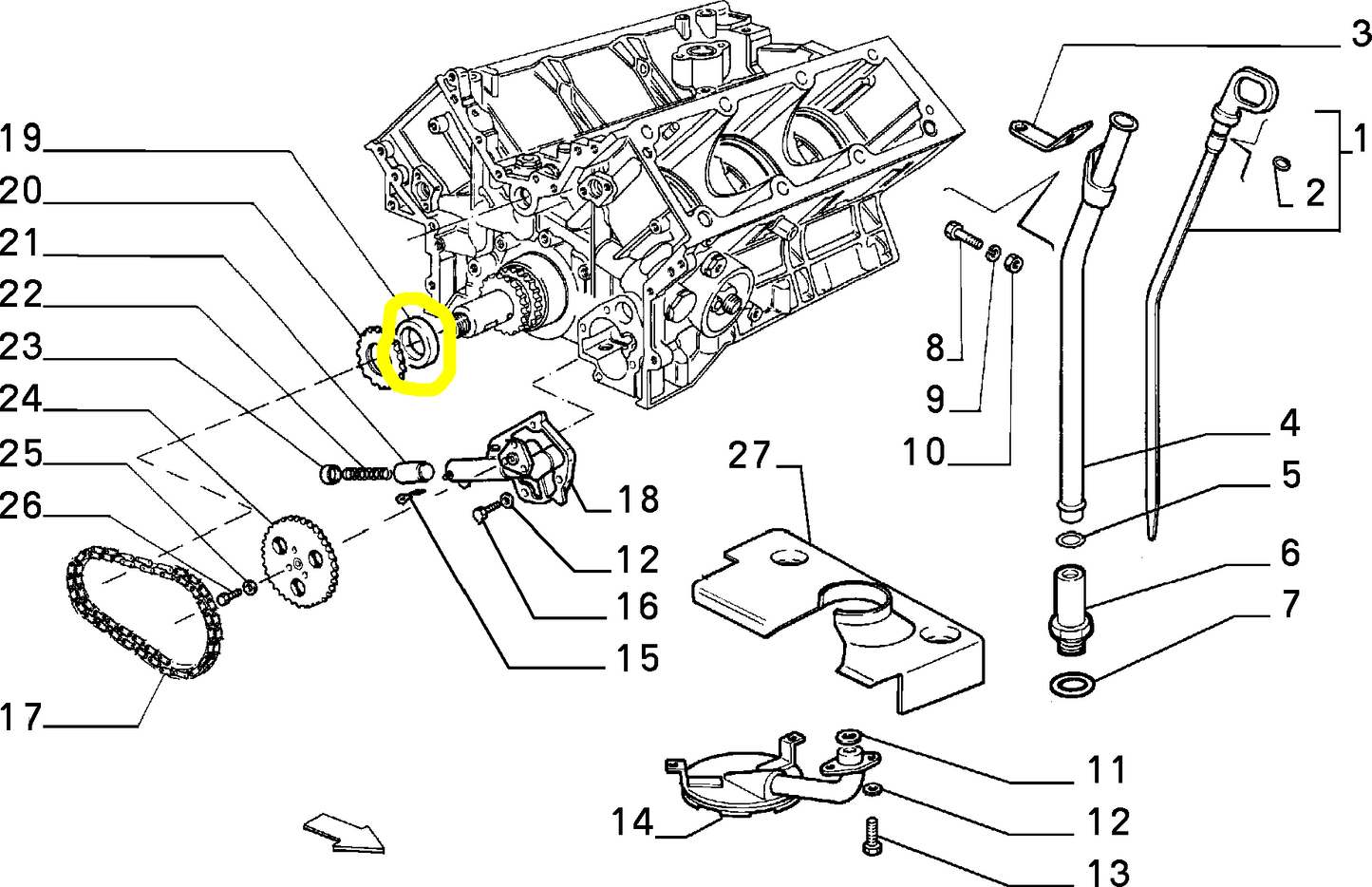 Lancia Thema 6V Anello Metallico Ingranaggio Conduttore Lubrificazione Nuovo Originale 7902107030 7910245110