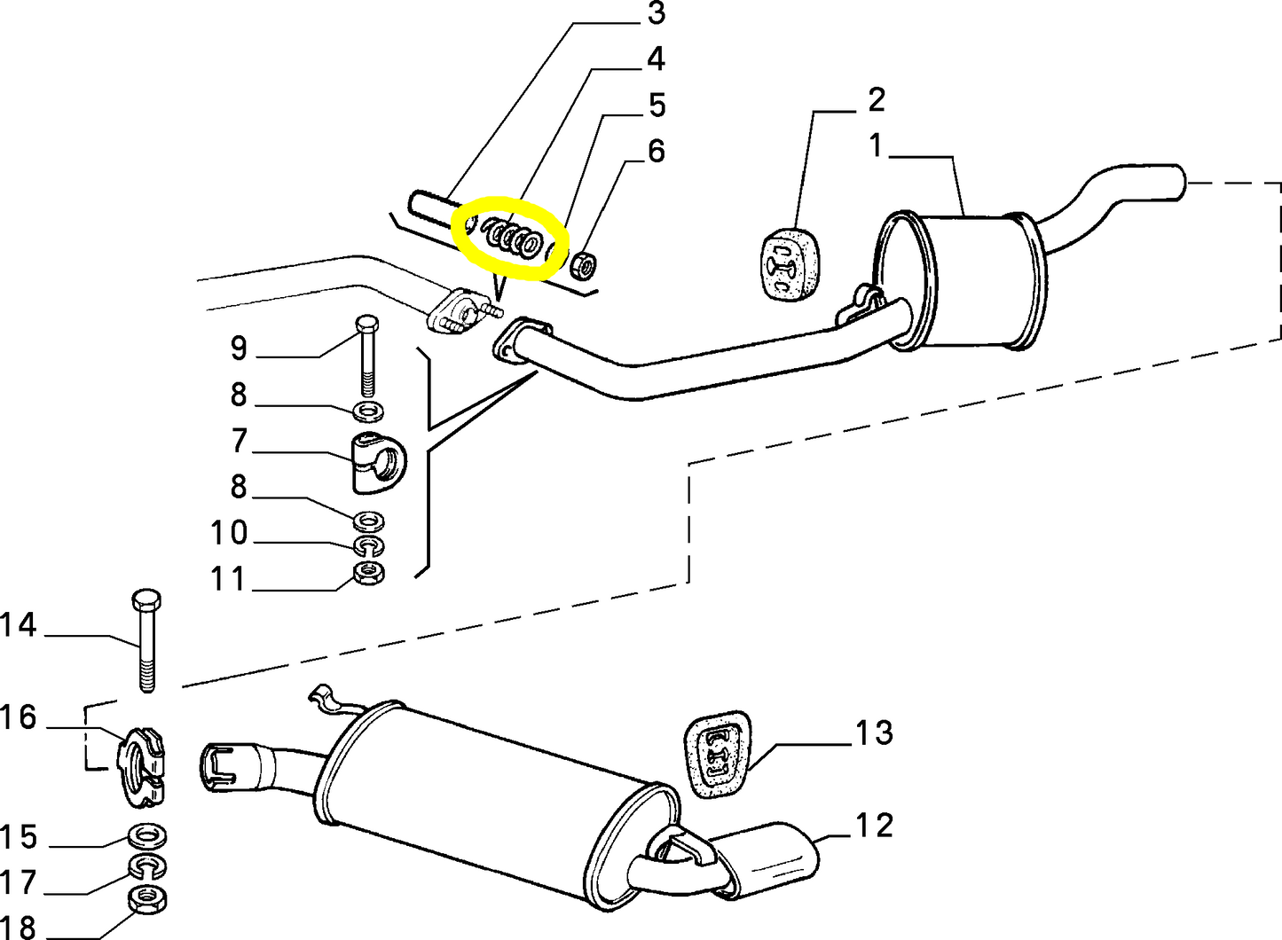 Autobaicnhi Y10 Fiat Uno Rear Silencer Spring New Original 7681592 7653497