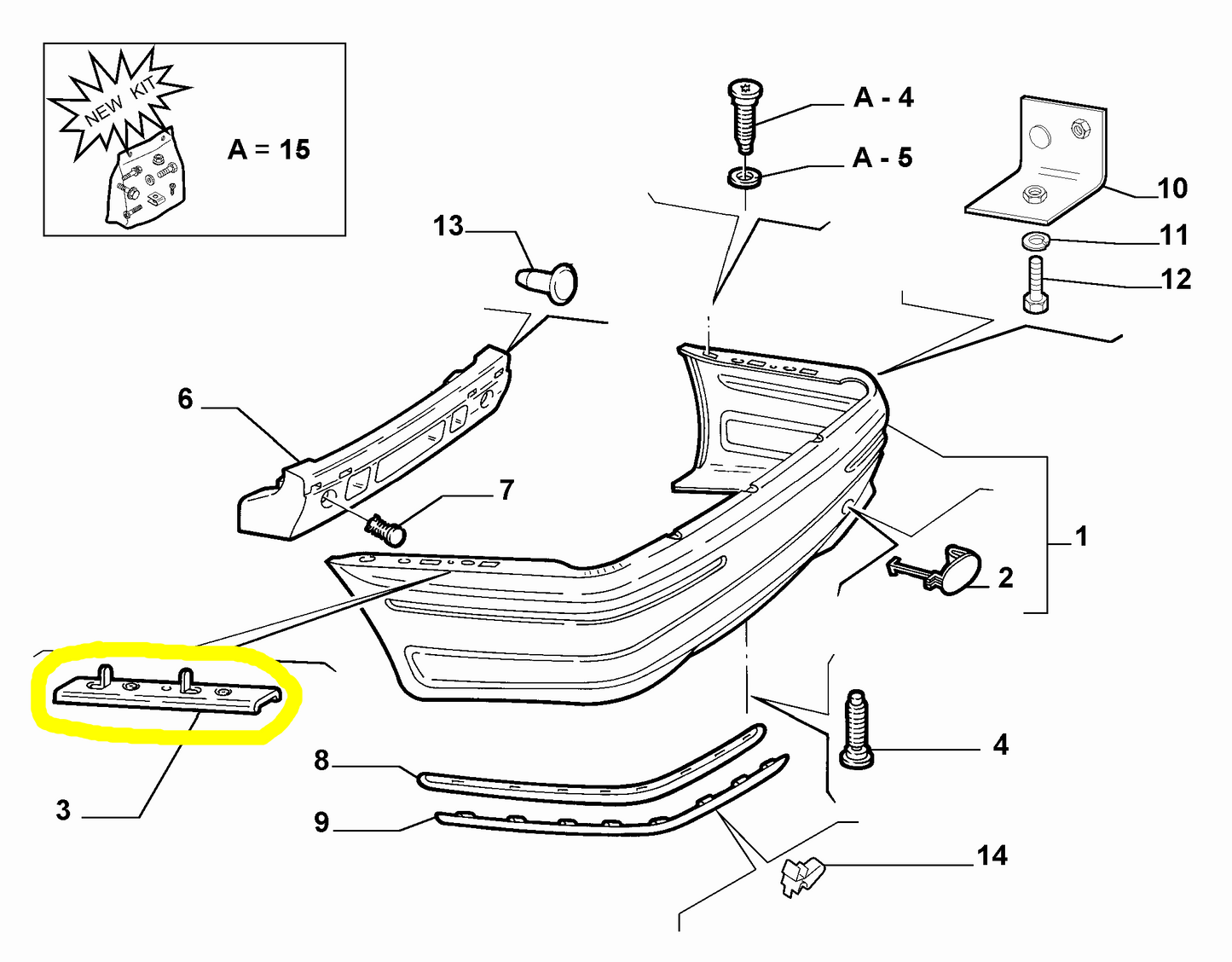 Lancia Lybra Right Rear Bumper Reinforcement New Original 46736415