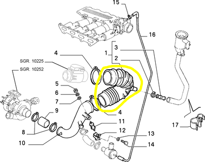 Lancia Thema Raccordo Completo Debimetro Nuovo Originale 82481153