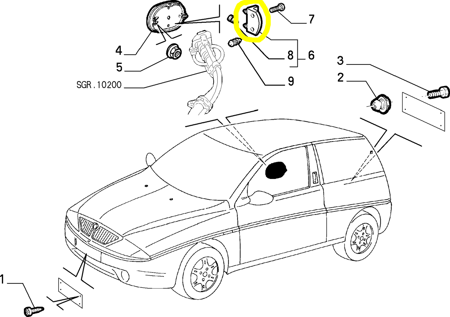 Lancia Y Scontrino Sportello Carburante Nuovo Originale 46515672 46435758