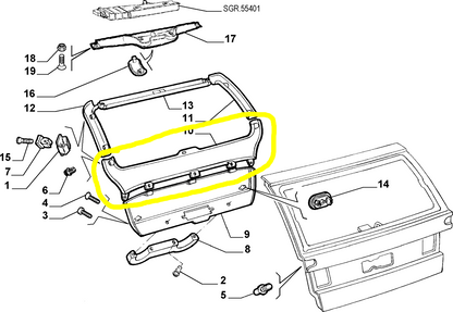 Lancia Dedra SW Back Door Internal Black Covering New Original 175933080