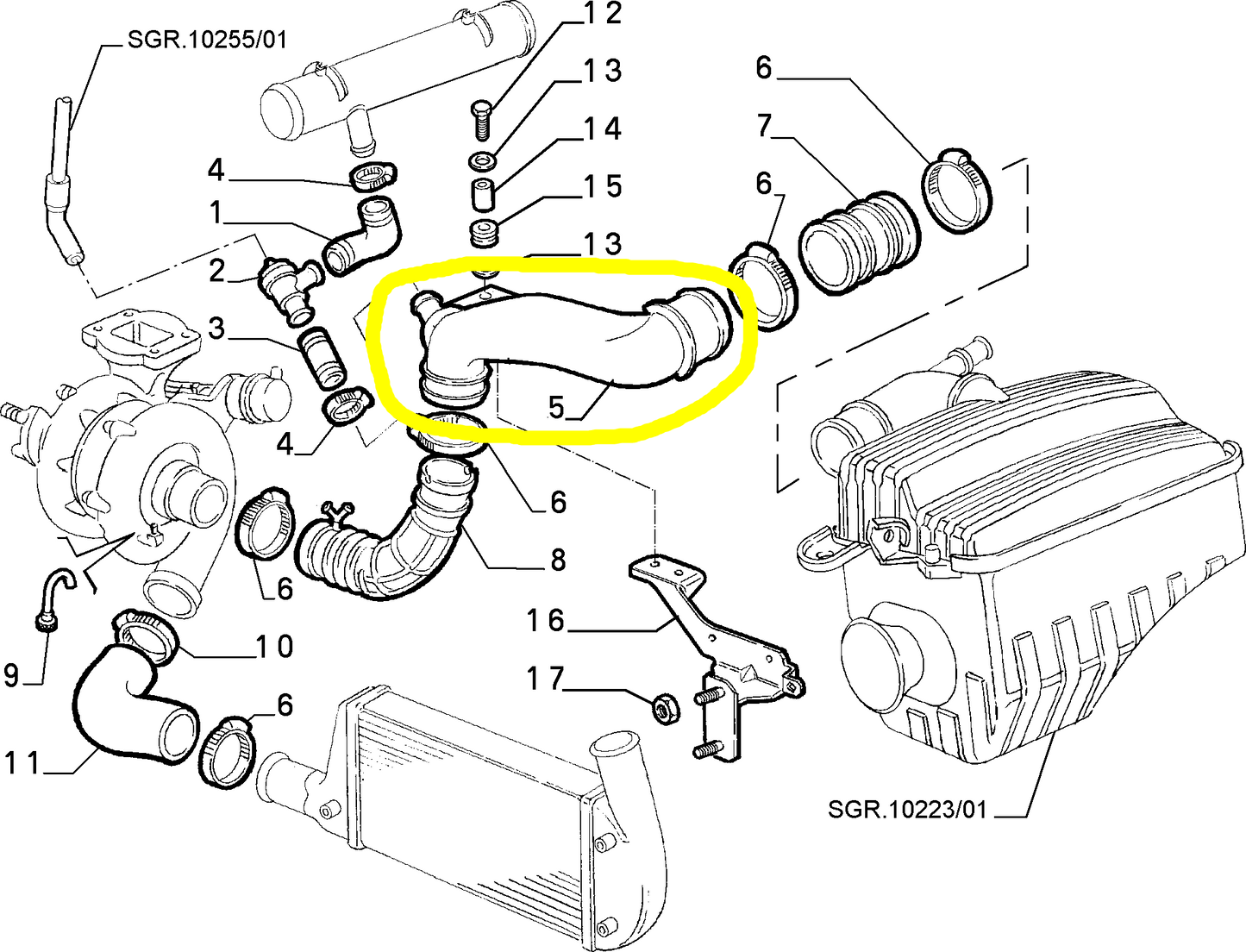 Lancia Delta Fiat Coupé Heat Exchanger Hose New Original 7758802