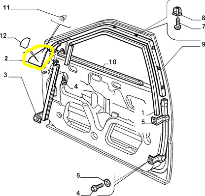 Lancia K Mostrina Interna Finestrino Anteriore Destro Nuova Originale 82489641