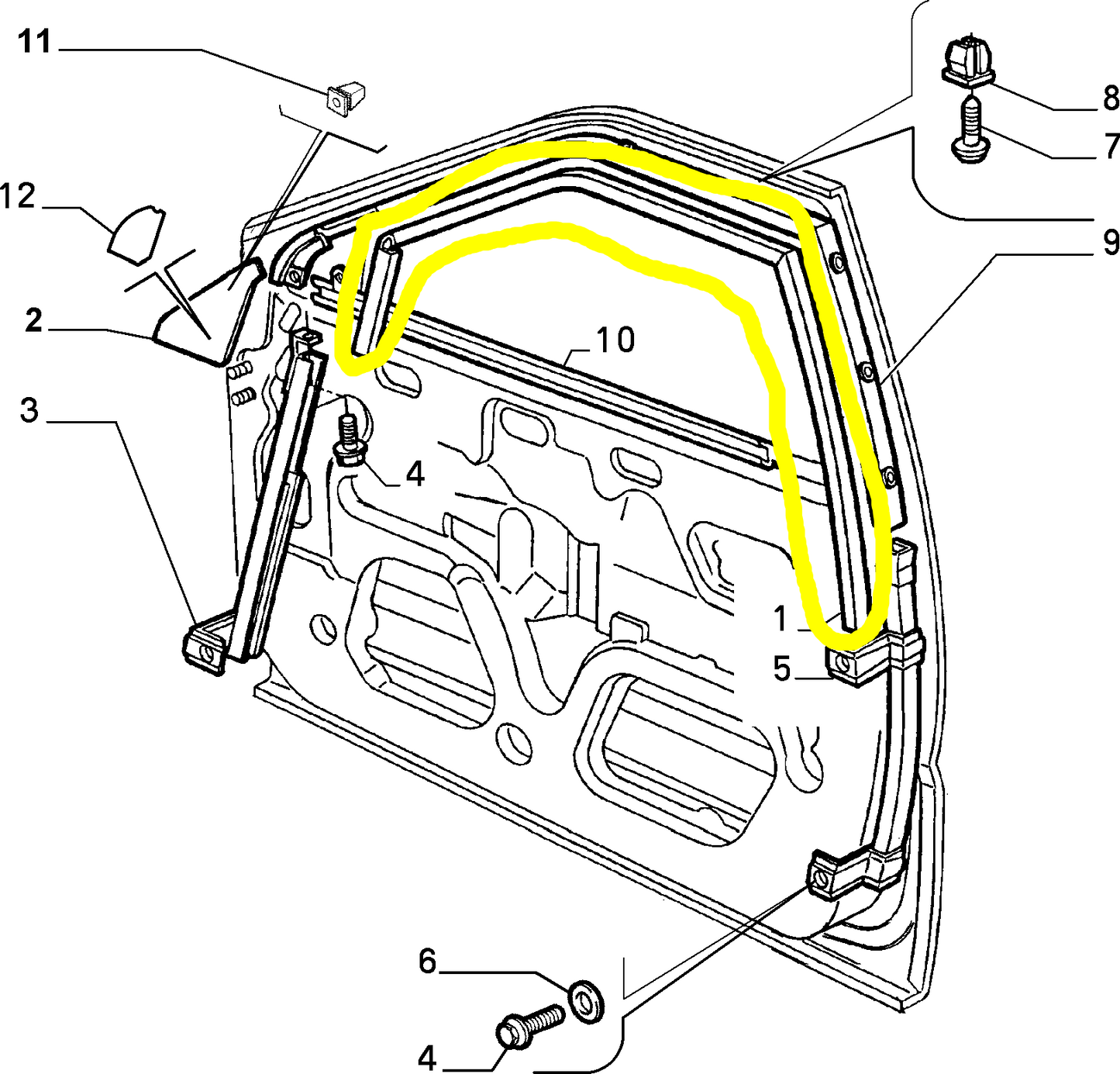 Lancia K Front Right Window Rubber Weather Strip New Original 46420839 7799109