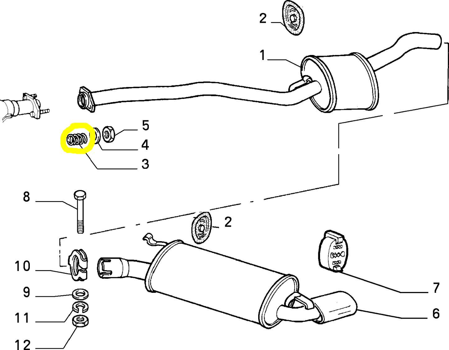 Autobianchi Y10 Molla Tubazioni di Scarico Nuova Originale 7727595