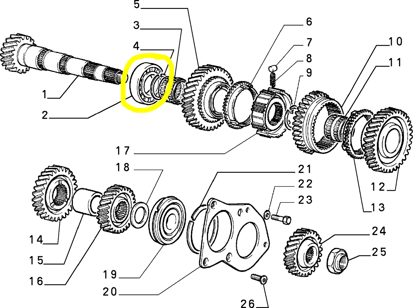 Lancia Delta Integrale and Evoluzione Gearbox Countershaft Bearing New Original Gearbox 46403498 7610869