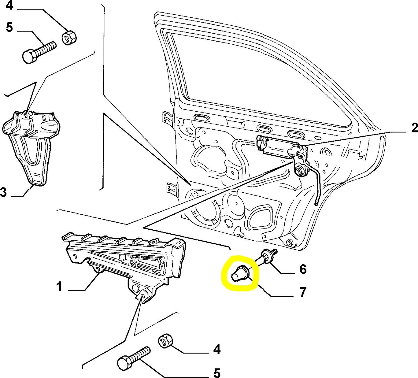 Lancia Lybra Rear Door Pin Plug New Original 46422880