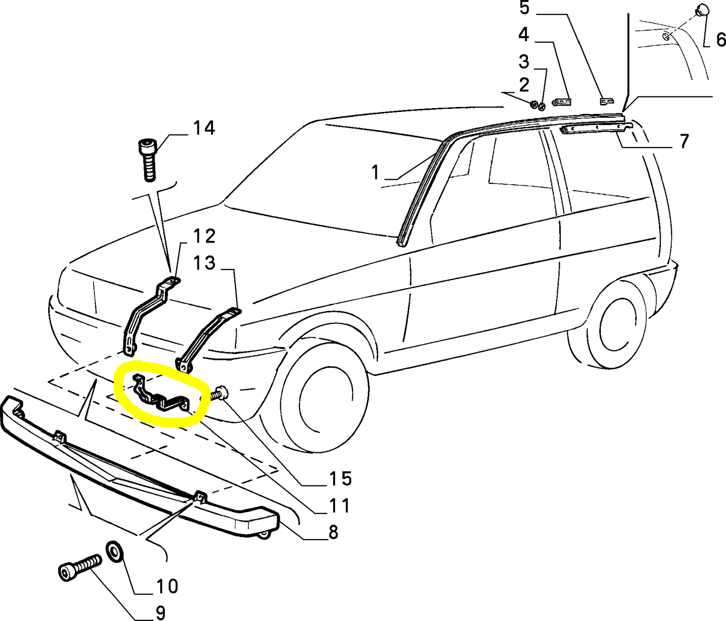 Autobianchi Y10 Front Bumper Lower Bracket New Original 7714558