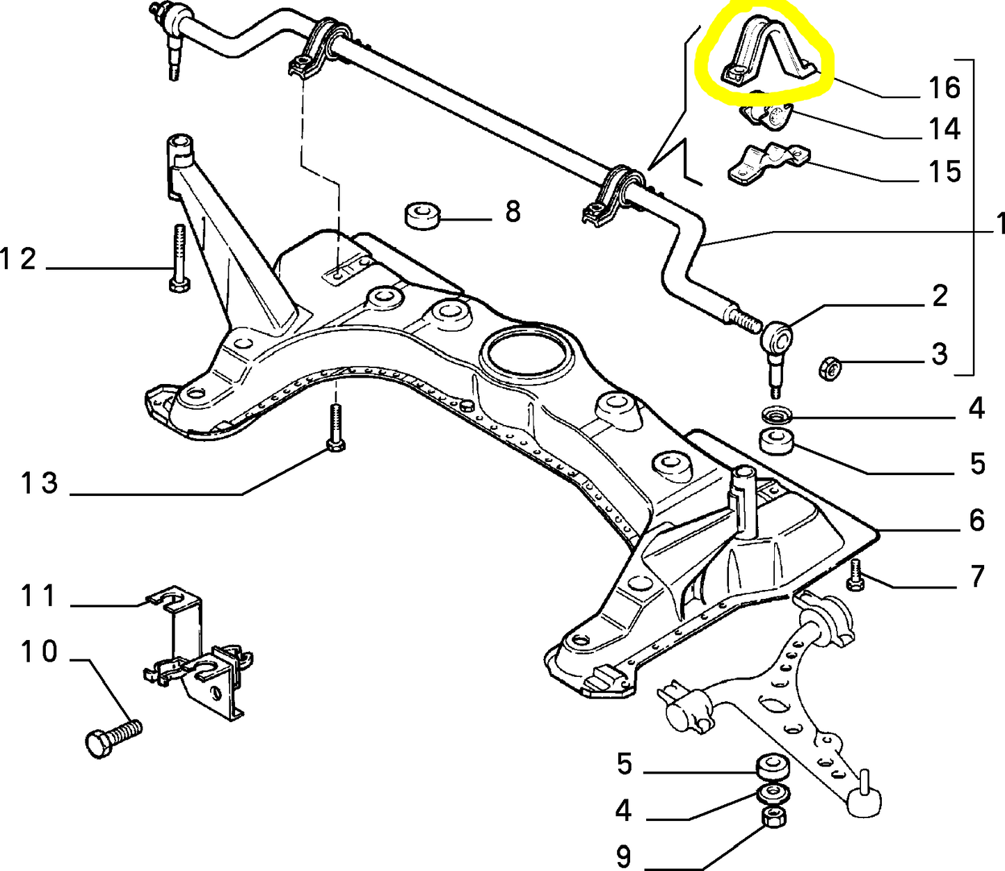 Lancia Delta and Dedra Front Torsion Bar Pad Support New Original 7588030 60808926