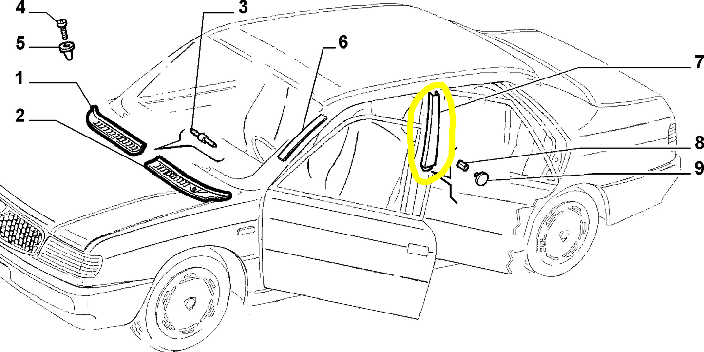 Lancia Dedra Right Pillar Covering New Original 46460013 82430203