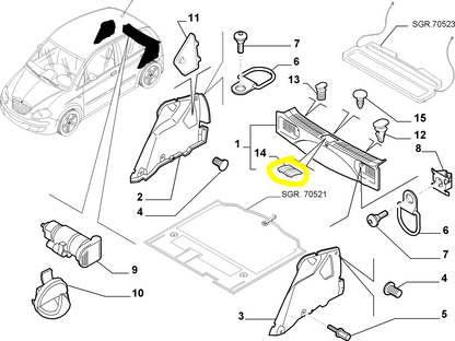 Lancia Musa Sportello Rivestimento Battivaligia Cofano Bagagliaio Nuovo Originale 71740971