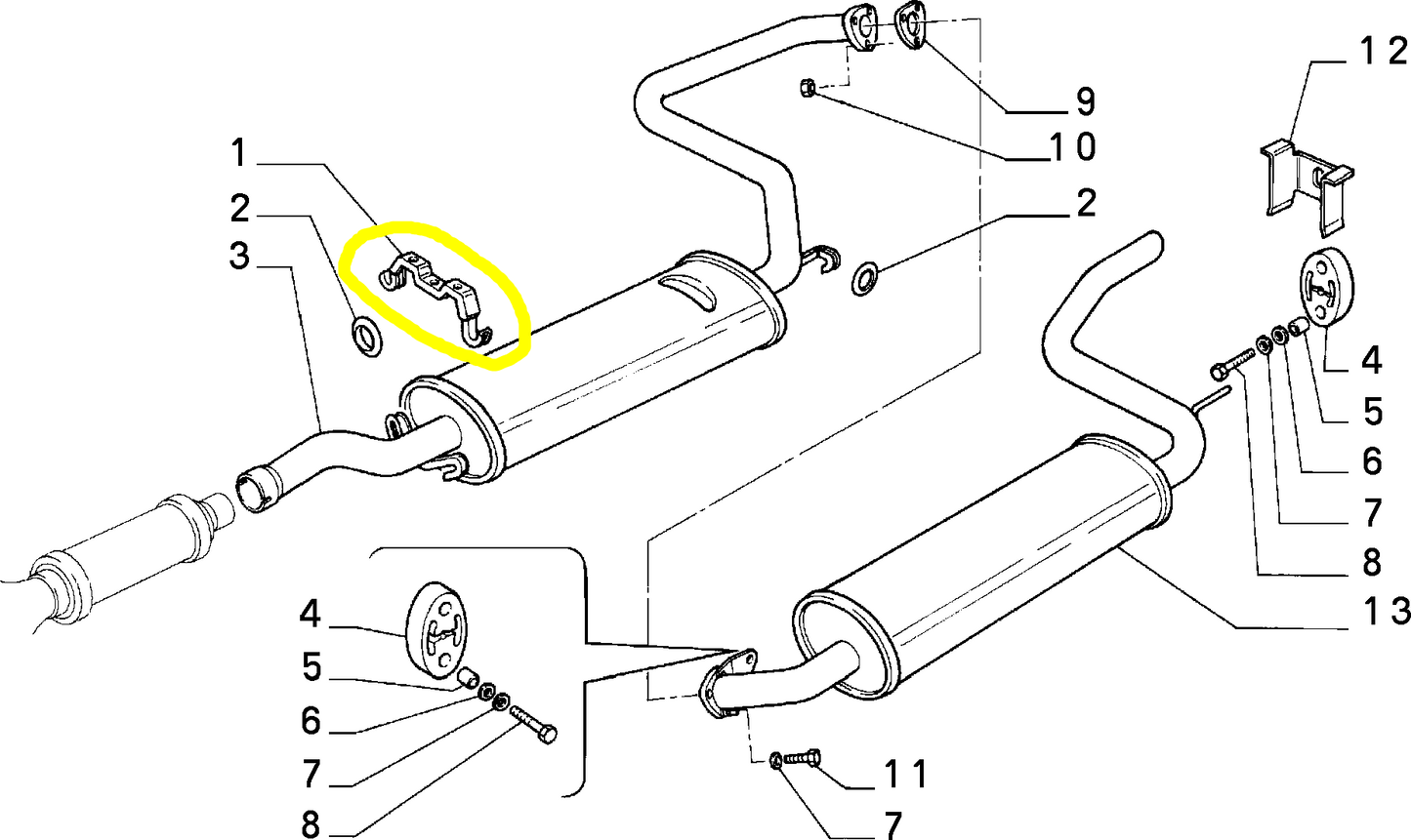 Lancia Delta R86 Staffa Tubazioni di Scarico Nuova Originale 82421438 82413725