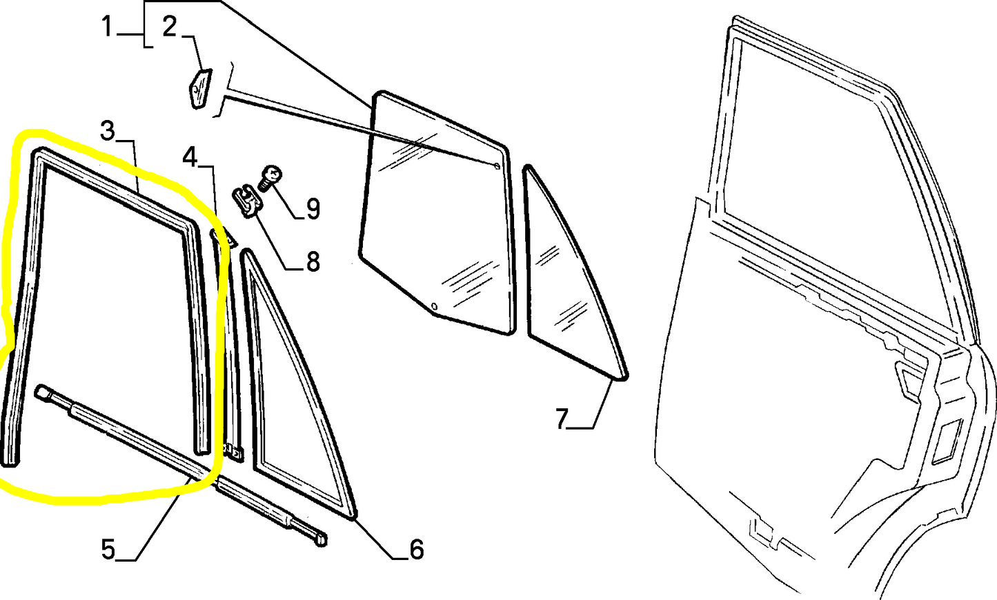 Lancia Delta Dedra Rear Left Glass Seal Gasket New Original 82430238