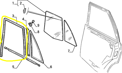 Lancia Delta Dedra Rear Left Glass Seal Gasket New Original 82430238