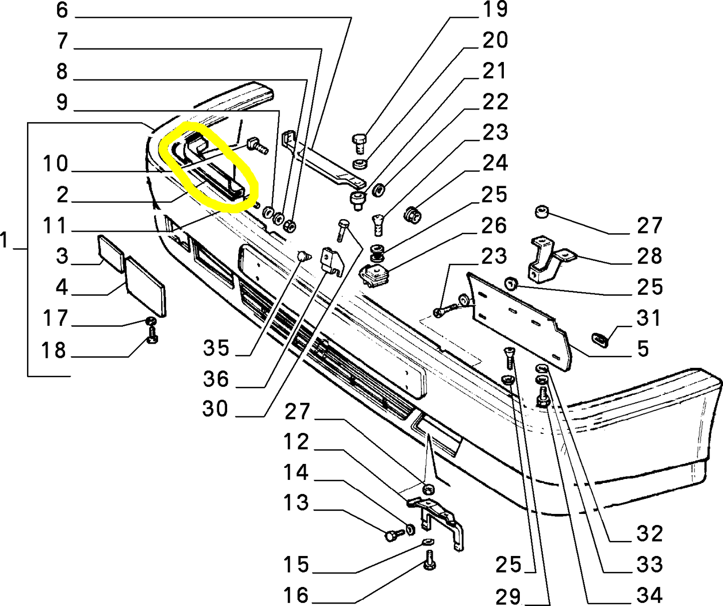 Lancia Thema Front Bumper Rubber Weather Strip New Original 82419059