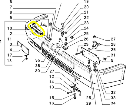 Lancia Thema Profilato in Gomma Paraurti Anteriore Nuovo Originale 82419059