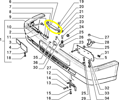 Lancia Thema Fiat Croma Front Bumper Rod New Original 82442132 82437114