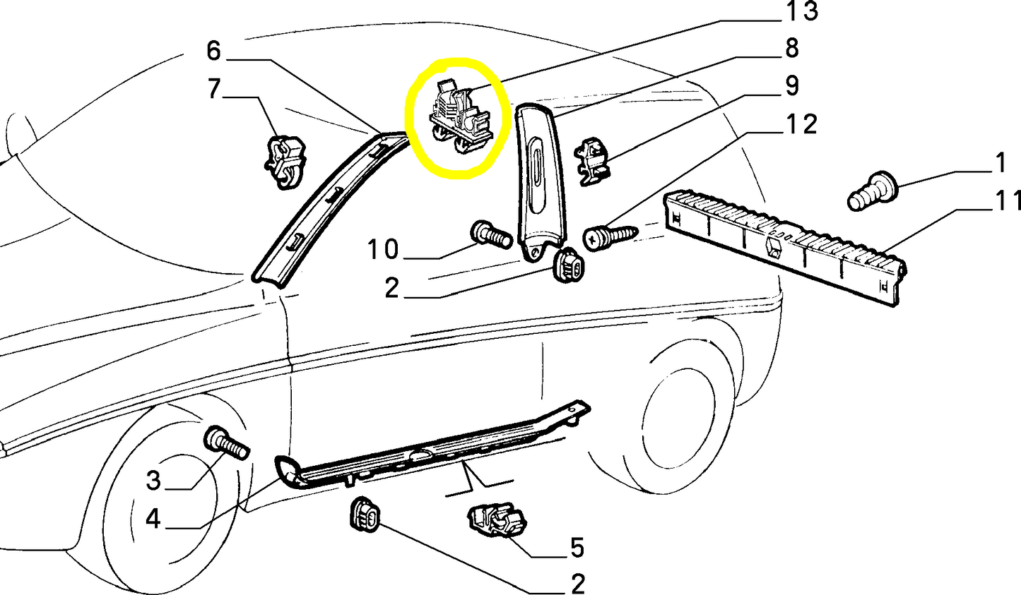 Lancia Y Molletta Rivestimento Interno Piantone Nuova Originale 46460980