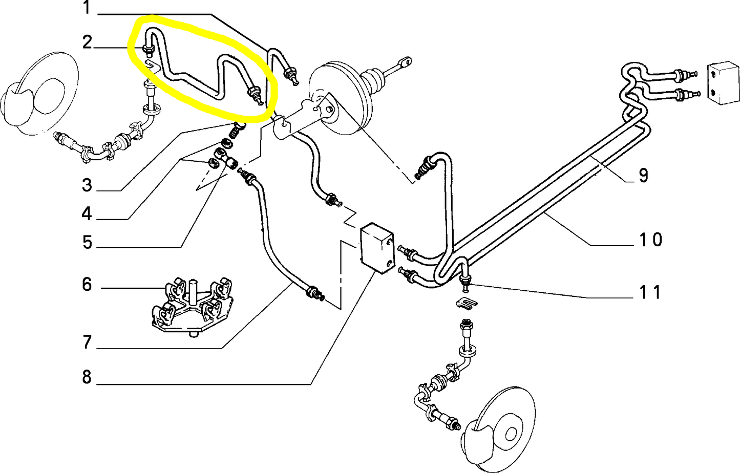 Lancia Dedra Front Right Brake Pipe New Original 7658673 7602056