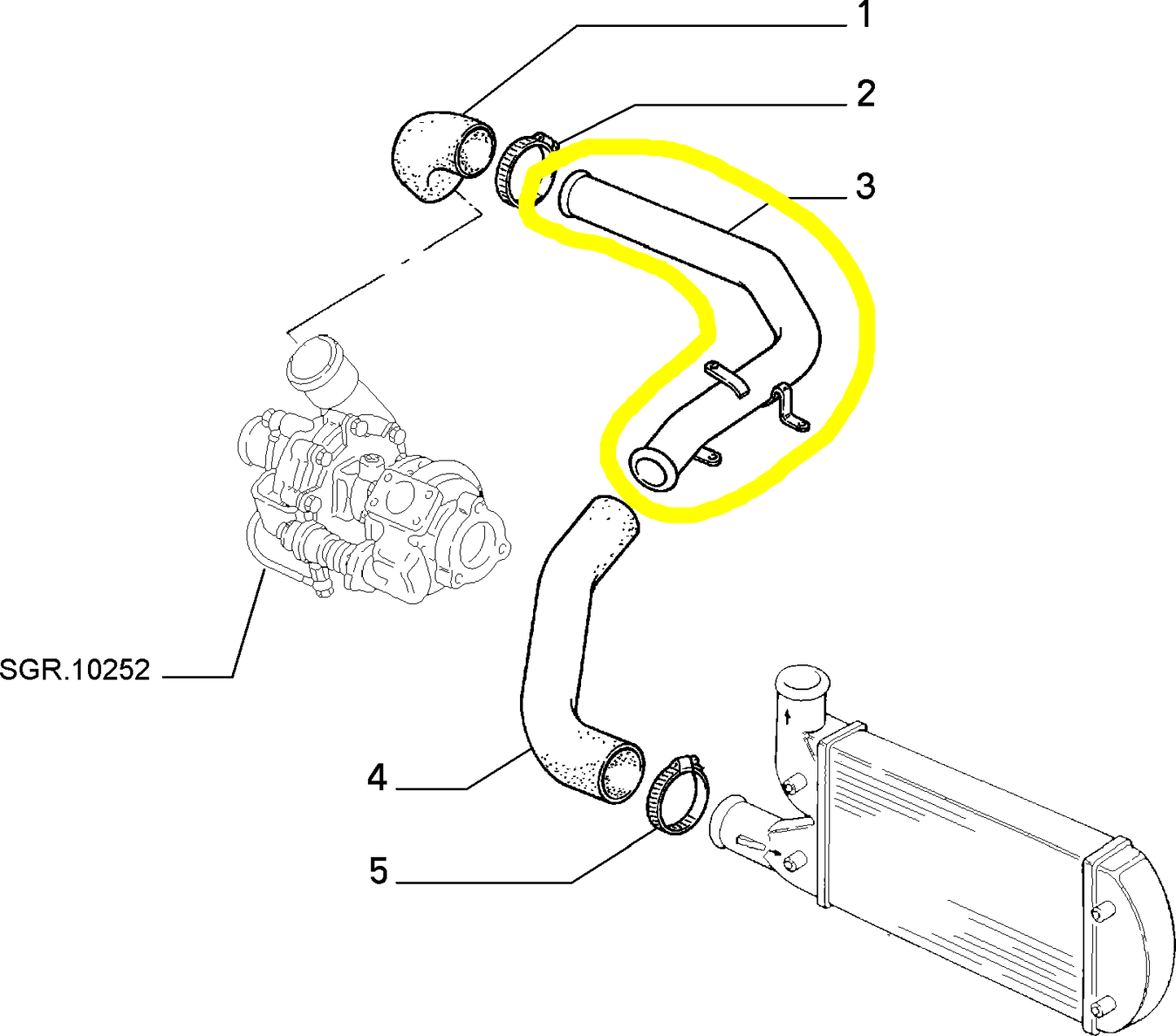 Lancia Delta and Dedra TD Heat Exchanger Pipe New Original 7724880 60810148