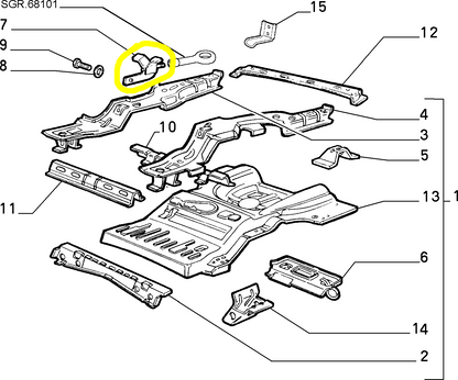 Lancia K Supporto Longherone Destro Pavimento Nuovo Originale 82478458