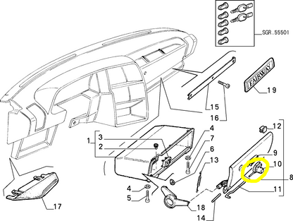 Lancia Thema Dispositivo Chiusura Sportello Vano Portaoggetti Nuovo Originale 176306680 82404044