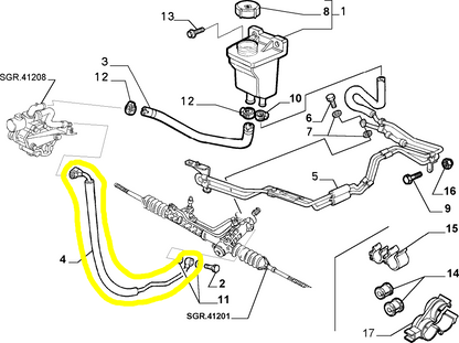 Lancia Lybra 1900 JTD Tubo Flessibile Servosterzo Nuovo Originale 46778488 51713401