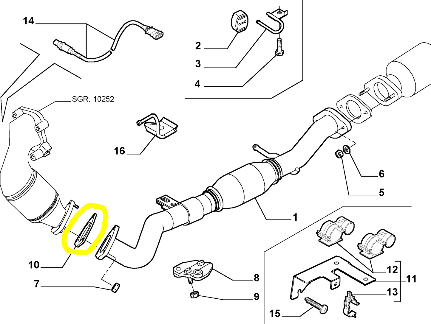 Lancia Musa 1900 JTD and Lybra JTD Exhaust Pipe Seal Gasket New Original 46418052 60815384