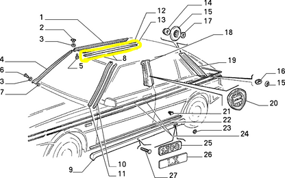 Lancia Delta Integrale Evoluzione and R86 Roof Seal Gasket New Original 82391622 82391621