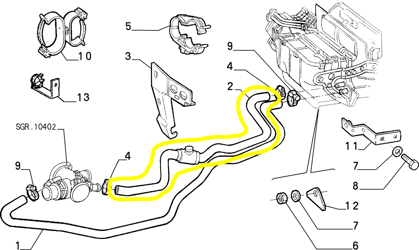 Lancia K Tubo Flessibile Aria Condizionata Nuovo Originale 7789723